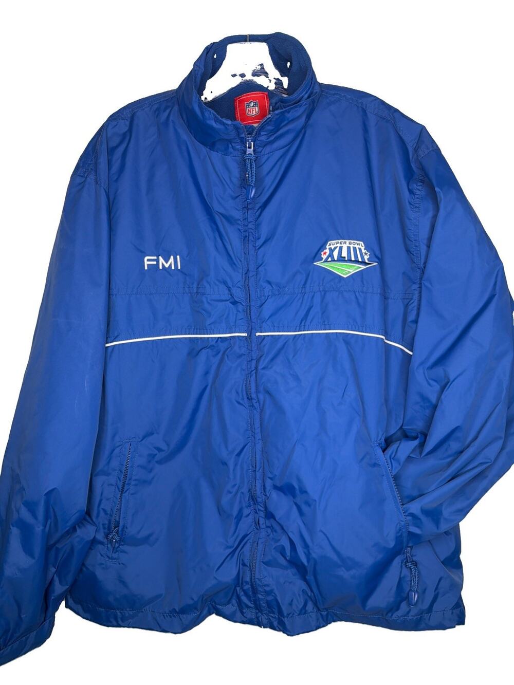 Super Bowl XLIII Jacket Mens XL Blue NFL Fleece Liner Steelers Cardinals